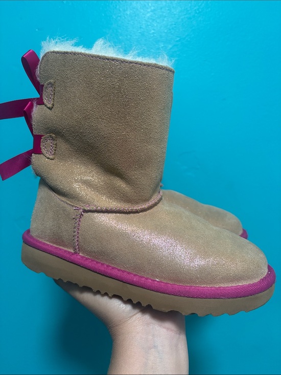 UGG Other - UGG Kids Tan Suede Boots with Pink Accents and Bows